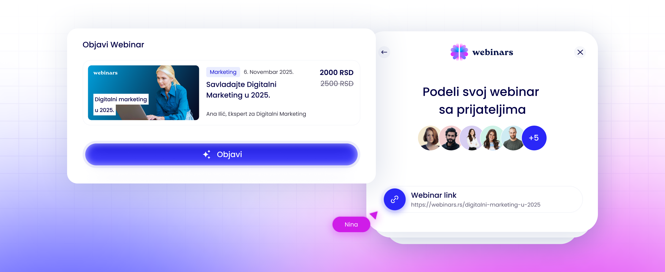 Podeli webinar interfejs